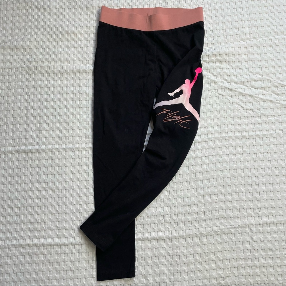 Jordan Flight Jumpman Leggings Medium 10-12 Girls Youth Cotton Blend Black